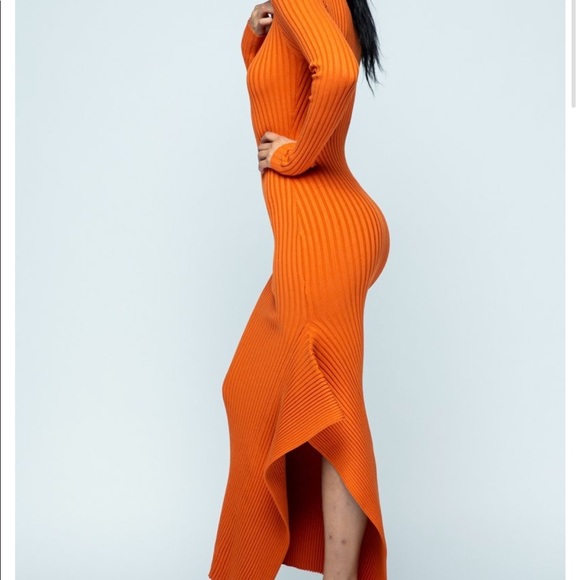 Solid Long Sleeve Ribbed Bodycon Dress - Picture 3 of 7